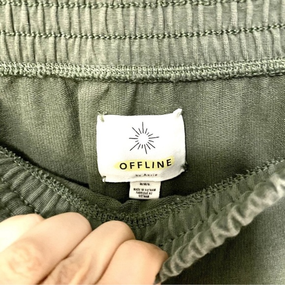 Aerie Offline Olive Green Jersey Knit Raw Hems Crop Hoodie Mini Skirt Set M - Picture 9 of 13